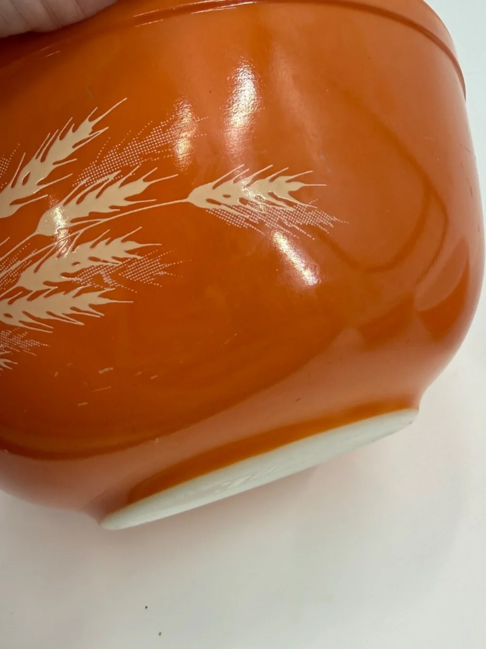 Vintage Pyrex Autumn Harvest Wheat Stalk Nesting Mixing Bowls Set 3 Rust Orange